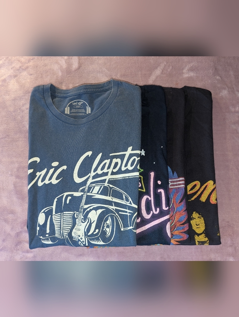 Big Bundle (4) Classic Rock Guitar Premium T Shirt E. Clapton Journey Retro GNR